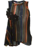 Sacai Striped Pleated Camisole Tank Top, Women's, Size: 1, Polyester/cotton/nylon