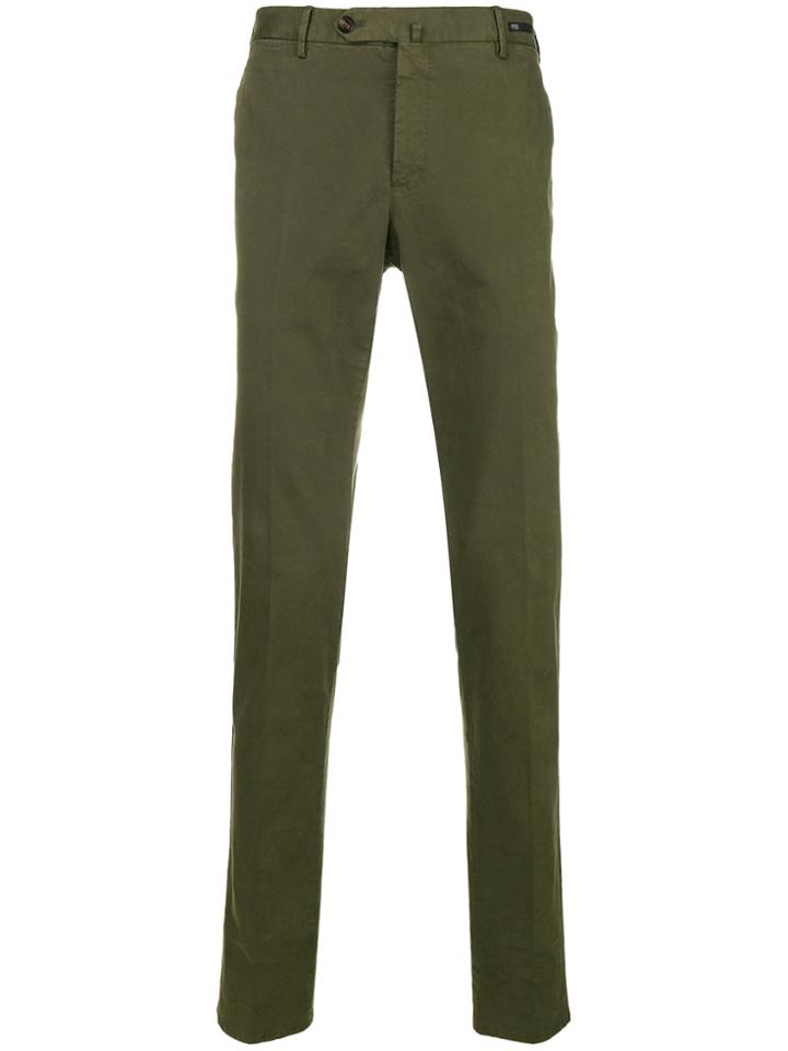Pt01 Creased Slim-fit Trousers - Green