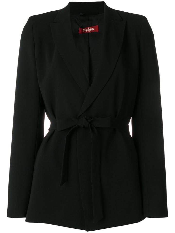 Max Mara Studio Belted Fitted Blazer - Black
