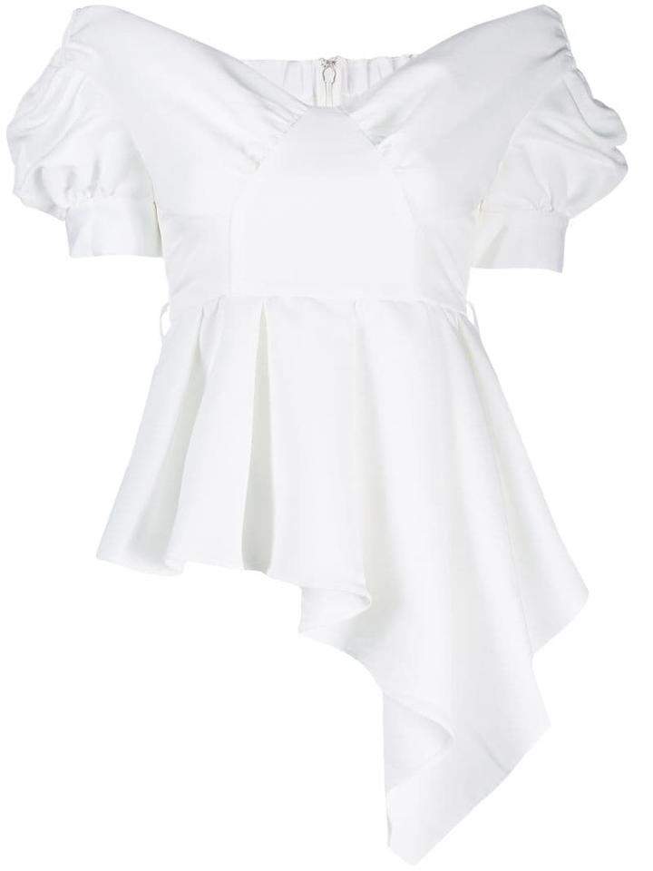 Self-portrait Asymmetric Belted Top - White