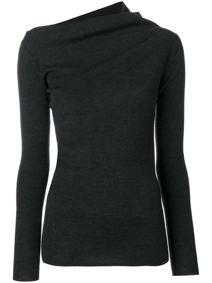 Jil Sander Navy Asymmetric Neck Jumper - Grey