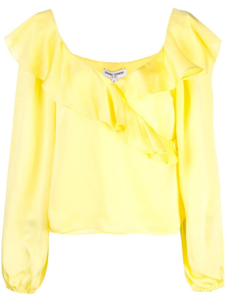Opening Ceremony Cascade Wrap Top - Yellow