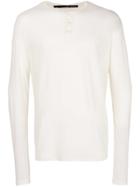 Isabel Benenato Half Button Sweater - White