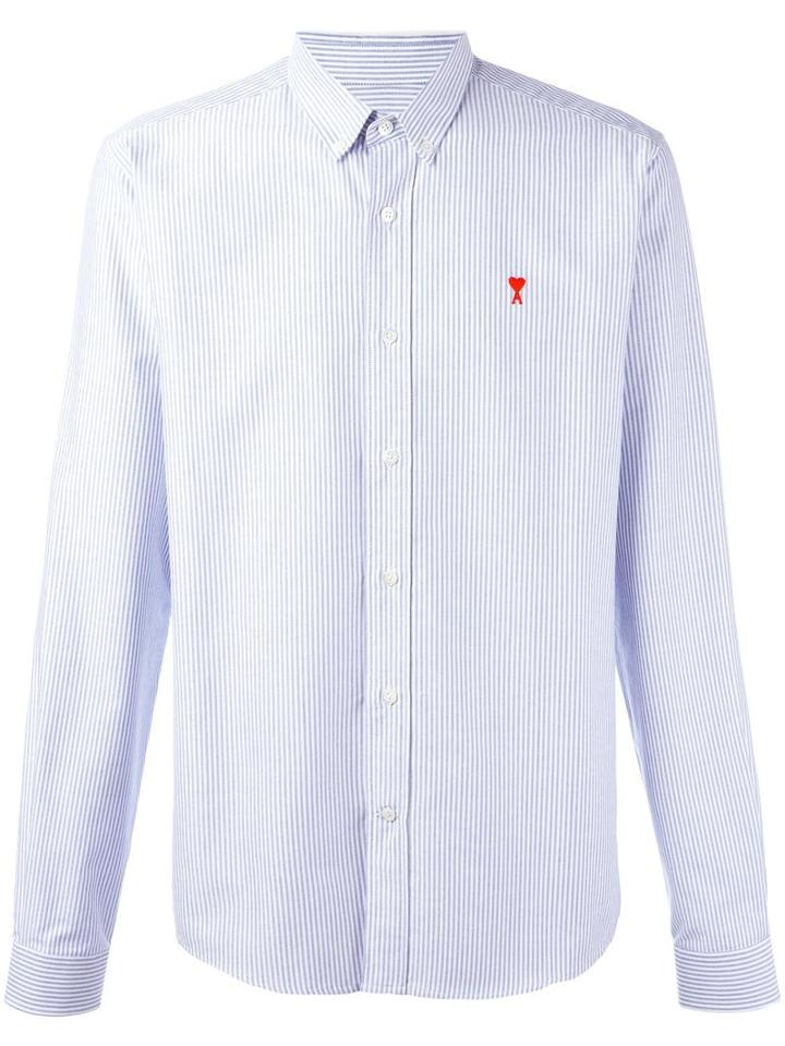 Ami Alexandre Mattiussi Ami De Coeur Shirt, Men's, Size: 42, Blue, Cotton
