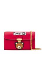 Moschino Teddy Pocket Leather Clutch - Red