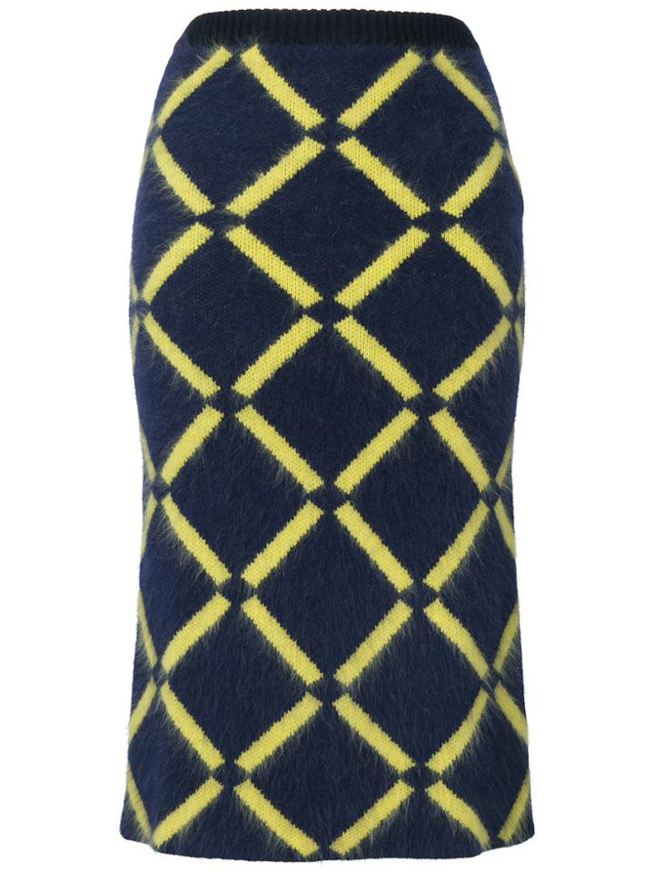 Versace Diamond Pattern Knit Skirt - Blue