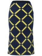 Versace Diamond Pattern Knit Skirt - Blue
