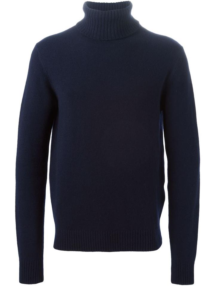 Ami Alexandre Mattiussi Roll Neck Sweater, Men's, Size: Large, Black, Merino