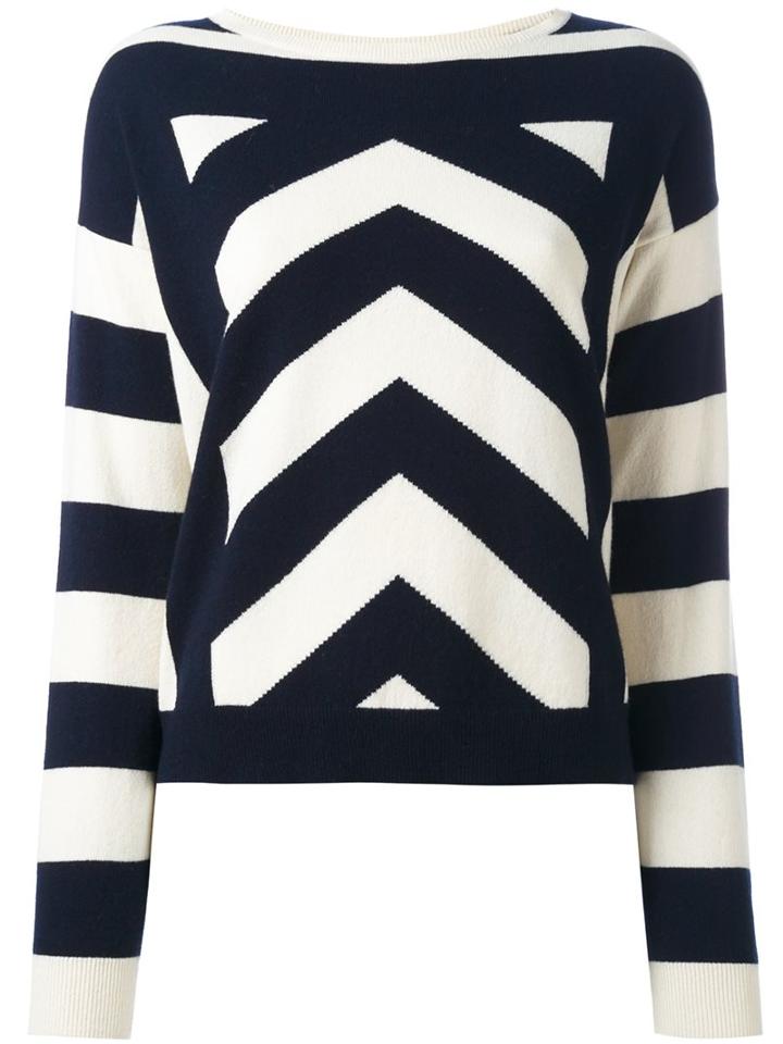 Chinti And Parker Geometric Intarsia Sweater, Women's, Size: Xs, Blue, Cashmere/merino