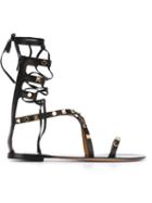 Valentino Garavani Rockstud Rolling Gladiator Sandals, Women's, Size: 36, Black, Leather