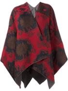 Ermanno Gallamini Floral Pattern Poncho, Women's, Red, Wool
