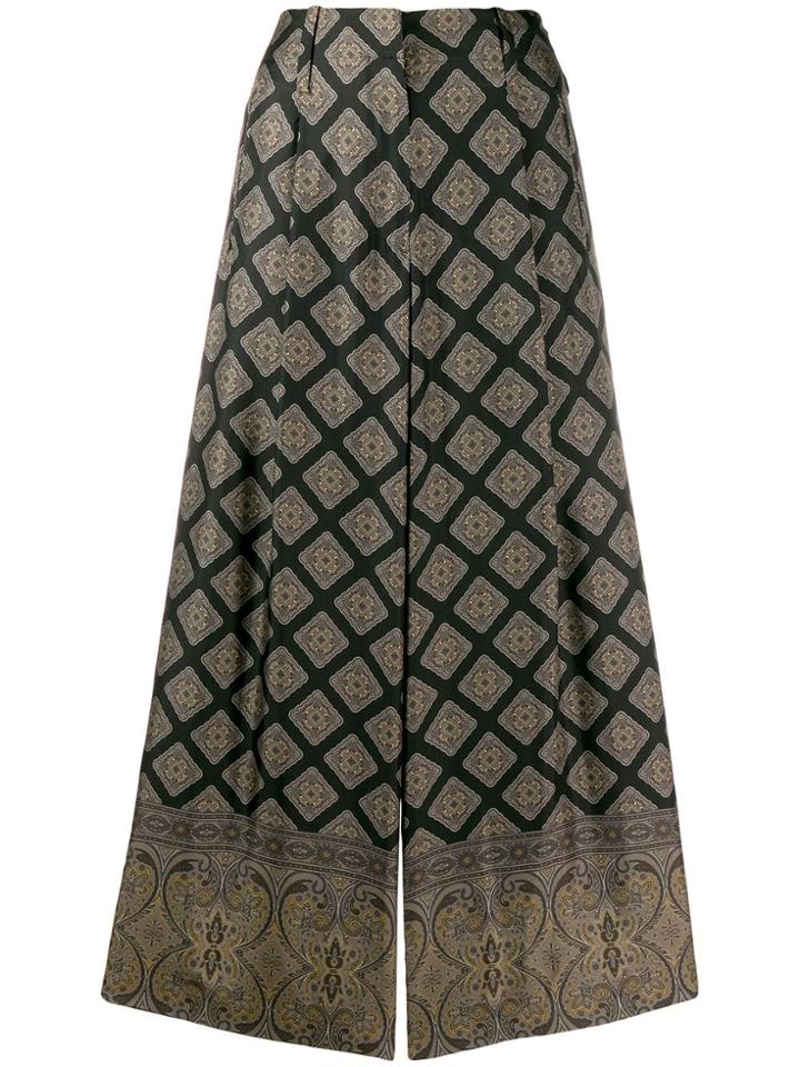 Etro Cropped Printed Trousers - Black