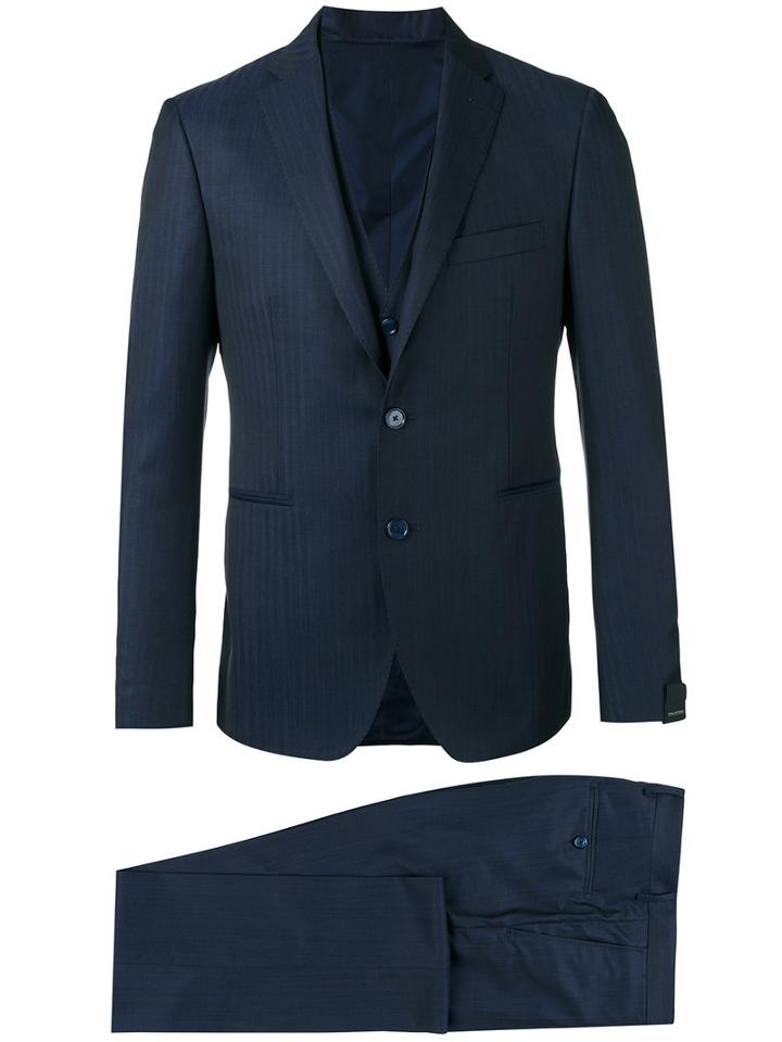 Tagliatore - Pinstripe Three Piece Suit - Men - Cupro/wool - 50, Blue, Cupro/wool