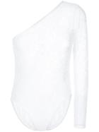 Msgm One-sleeve Lace Bodysuit - White