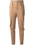 G.v.g.v. Strap Detail High-waisted Trousers, Women's, Size: 36, Brown, Polyester/polyurethane/wool