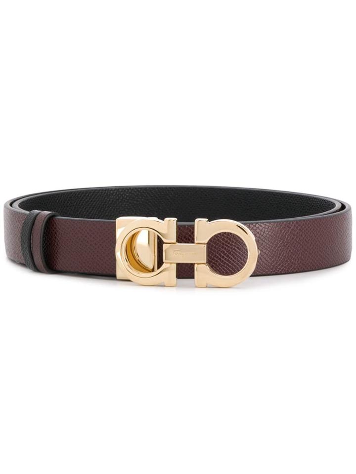 Salvatore Ferragamo Gold Buckle Belt - Red