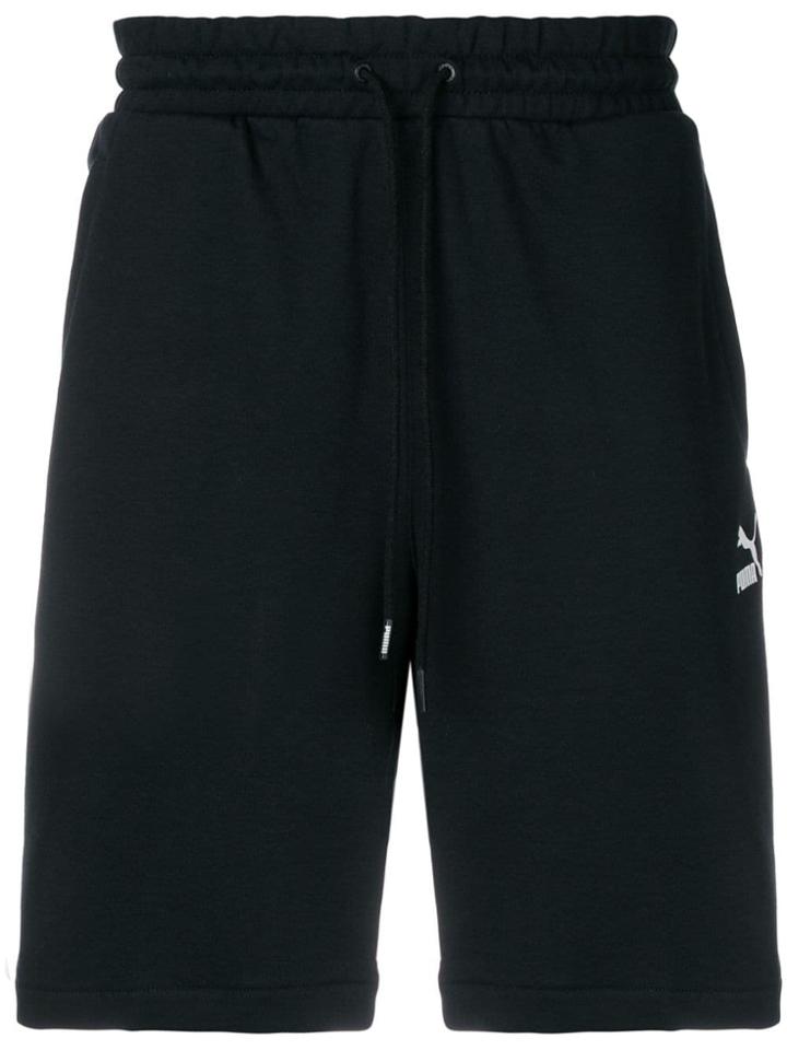 Puma Logo Stripe Track Shorts - Black