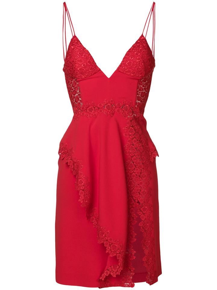 La Perla V-neck Side Slit Dress - Red