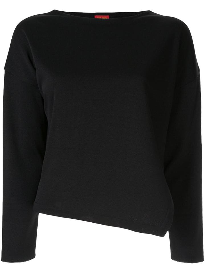 Des Prés Boat Neck Asymmetric Jumper - Black