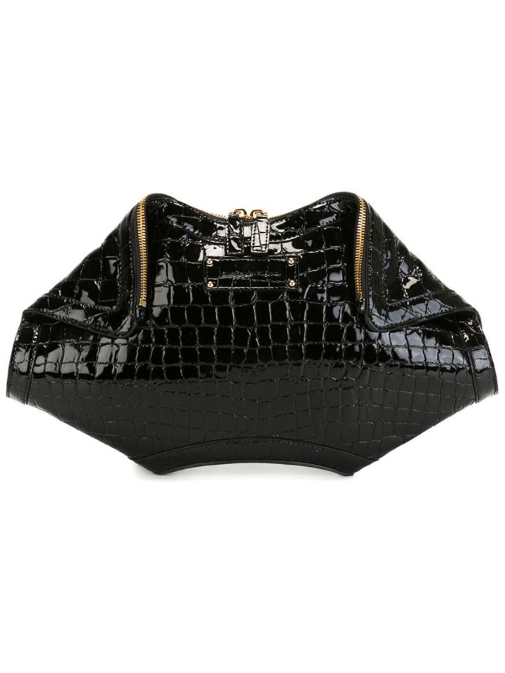 Alexander Mcqueen De Manta Clutch, Women's, Black, Patent Leather