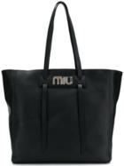 Miu Miu Logo Plaque Shopper Tote - Black