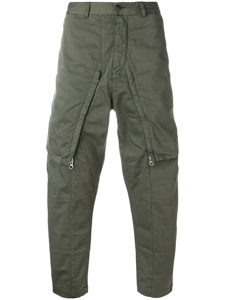 Stone Island Shadow Project Zip Front Tapered Trousers - Green