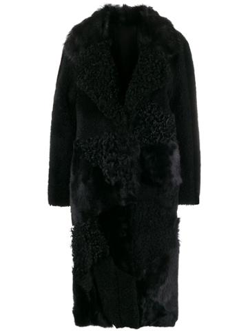 Drome Shearling Panel Coat - Black