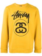 Stussy Logo Print Sweatshirt, Men's, Size: Xl, Yellow/orange, Cotton/polyester