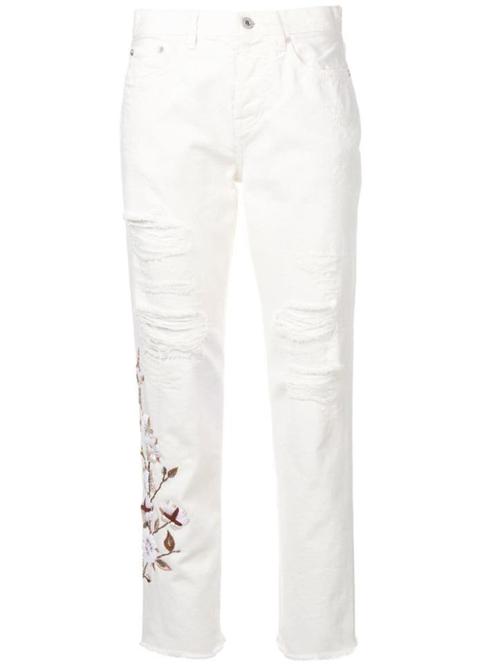 Off-white Distressed Flowers Jeans