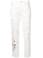 Off-white Distressed Flowers Jeans