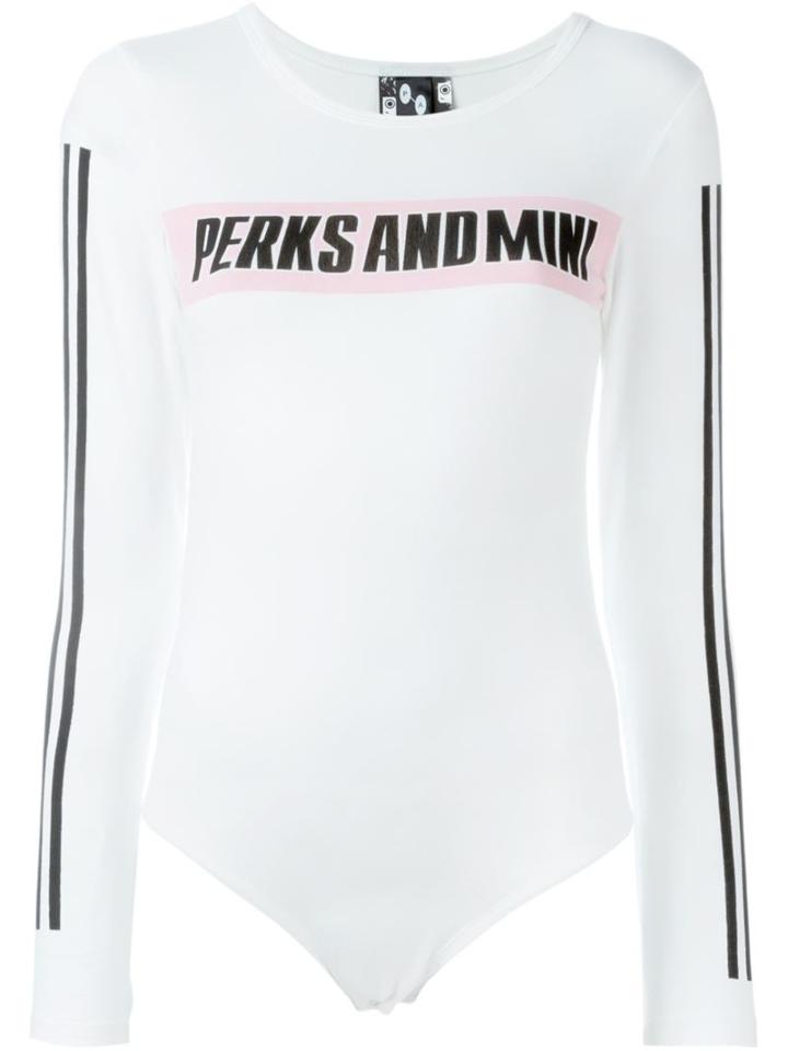Pam Perks And Mini Logo Print Longsleeved T-shirt, Women's, Size: S, White, Cotton/spandex/elastane