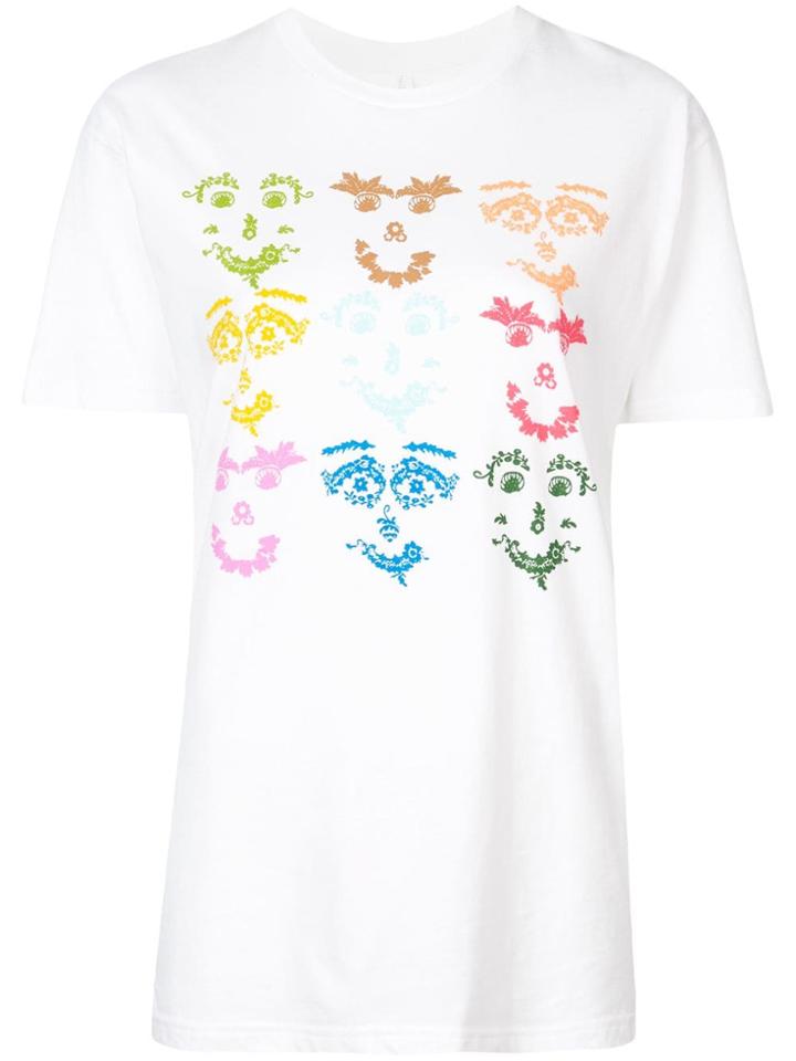 Rosie Assoulin Multicoloured Face Print T-shirt - White