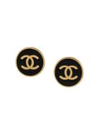 Chanel Pre-owned 2001 Cc Button Earrings - Black