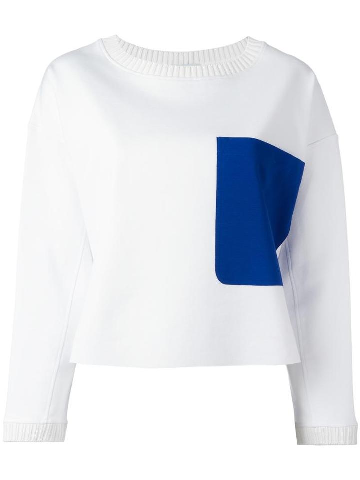 Dondup Contrast Pocket Square Sweatshirt, Women's, Size: Small, White, Viscose/polyamide/spandex/elastane