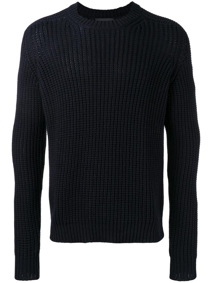 Iris Von Arnim Open Knit Jumper, Men's, Size: Large, Blue, Cotton/cashmere