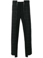 Comme Des Garçons Homme Plus Plaid Asymmetric Cropped Trousers, Men's, Size: Large, Black, Mohair/wool