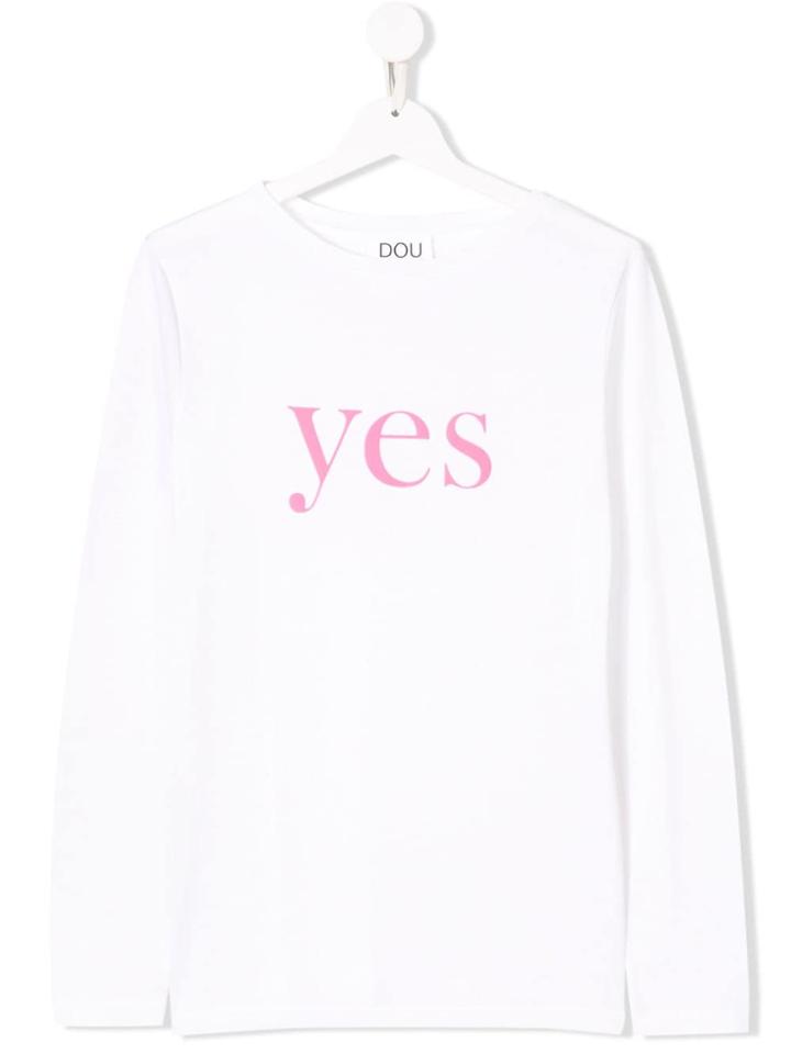 Douuod Kids Teen Yes Print T-shirt - White