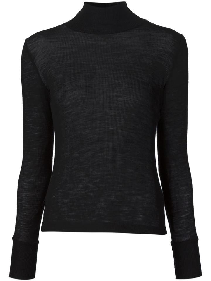 T By Alexander Wang Ribbed Fine Knit Sweater, Women's, Size: Xs, Black, Wool