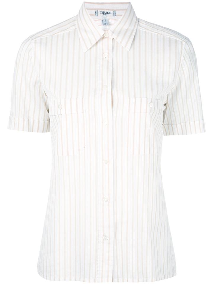 Céline Vintage Striped Shirt - White