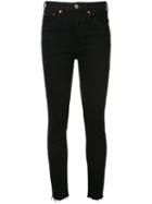 Re/done - High Waisted Fray Jeans - Women - Cotton/spandex/elastane - 26, Blue, Cotton/spandex/elastane