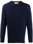Hackett Cashmere V-neck Jumper - Blue