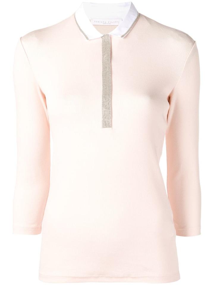 Fabiana Filippi 3/4 Sleeve Polo Top - Pink