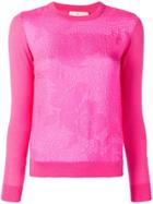 Tory Burch Floral Cloqué Front Jumper - Pink & Purple