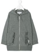 Simonetta - Ruffled Trim Hoodie - Kids - Cotton/spandex/elastane - 4 Yrs, Grey
