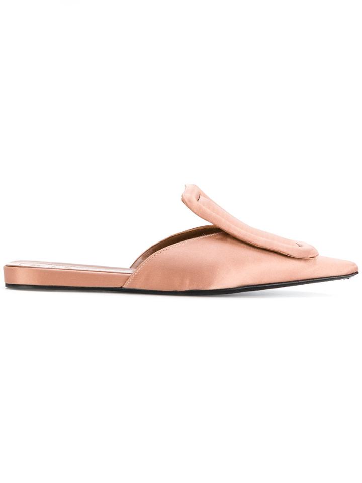 Marni Buckle Detail Satin Mules - Pink & Purple