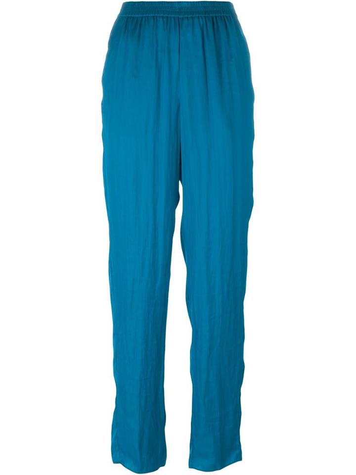 Cédric Charlier - Elasticated Trousers - Women - Polyester - 44, Blue, Polyester
