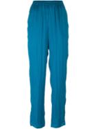 Cédric Charlier - Elasticated Trousers - Women - Polyester - 44, Blue, Polyester