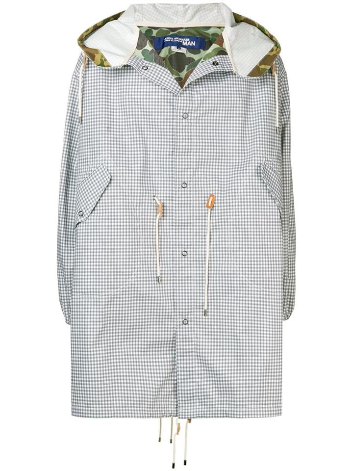 Junya Watanabe Man Gingham Check Coat - Grey