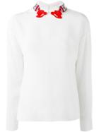 Olympia Le-tan Paint Tube Collar Blouse, Women's, Size: 38, White, Silk/glass