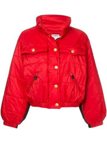 Chanel Pre-owned Standing Collar Puffy Jacket - Red